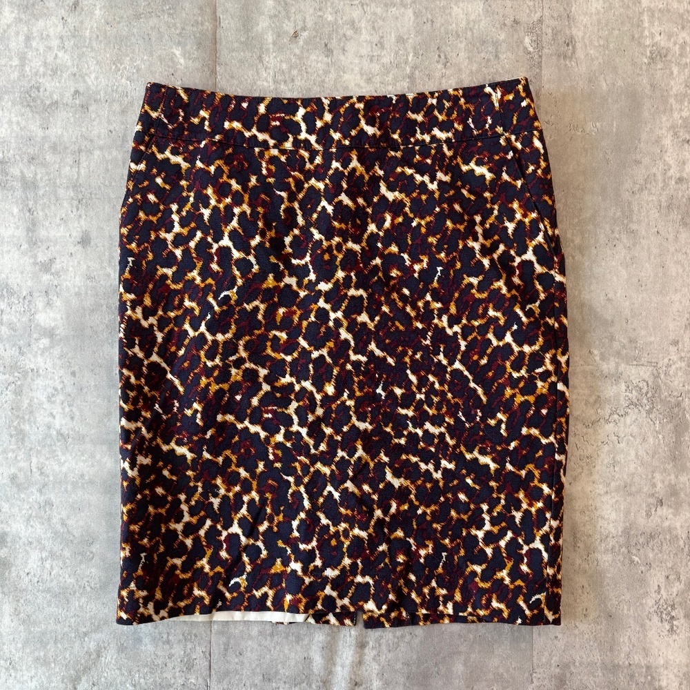 Leopard animal print pencil skirt business casual career wear midi womens 6